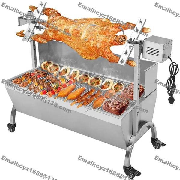 Geräte 90 cm kommerzieller Schweinebraten Maschine BBQ Spit Chicken Pig Röster Rotisserie Edelstahl Röstmotor