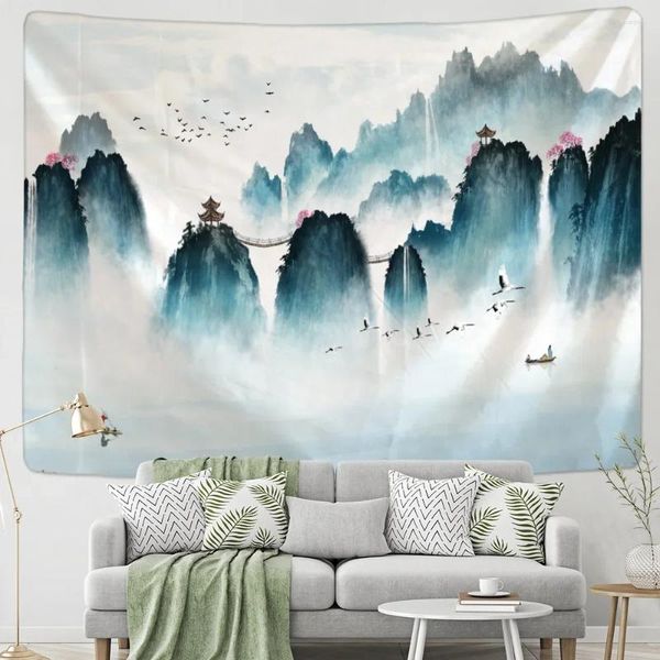 Tapestries Mountain paesaggio dipinto artistico muro di arazzi sospeso mandala estetica camera da letto decorazioni tapiz