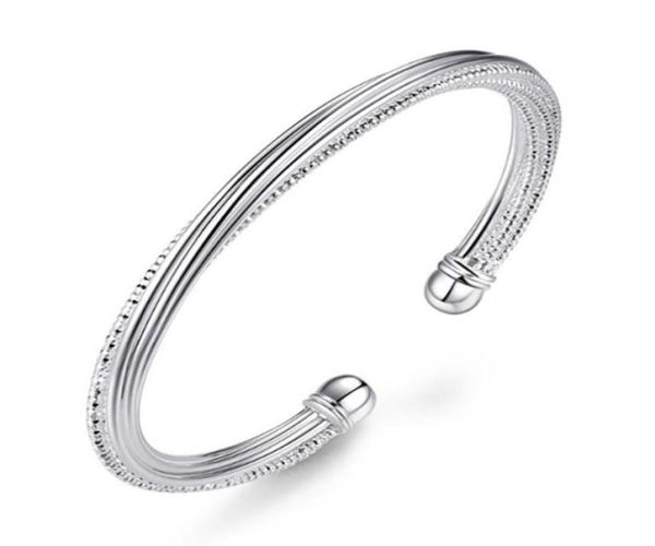 Bangle S999 Timbro Modelli femminili Argento Colore ed Line Bracciale Apertura Bocca Moda Semplice Auto Fiore Jewelry1119778