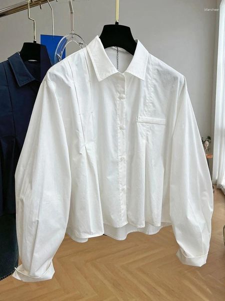 Blusas femininas camisas de primavera de manga longa de manga de primeira lazer solto de escritórios de grandes dimensões Cardigã Cardigã Moda elegante roupa de mulher