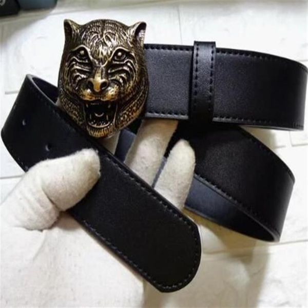 Moda Tiger Head Buckle Belts Luxury Designer Sinturão de couro genuíno para homens cinto de castidade masculino Belts Moda