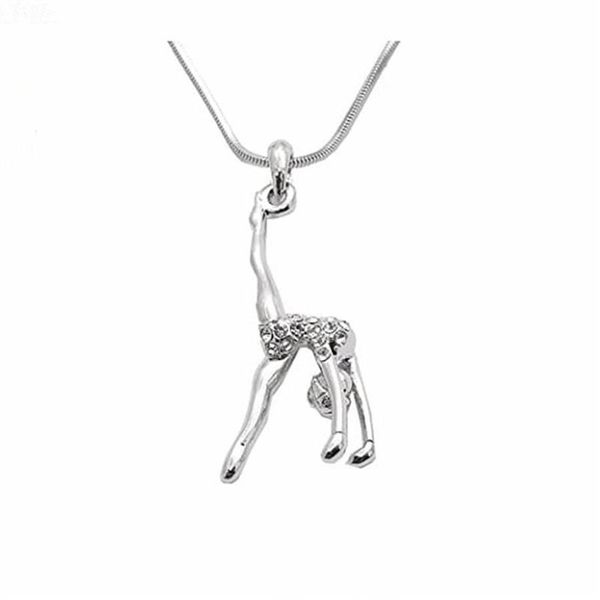 Double Nase Ankunft Metall Inlay Frauen Figuren Gymnastic Girl Charme Halskette Fitnessstudio Schmuck Anhänger Halsketten2924