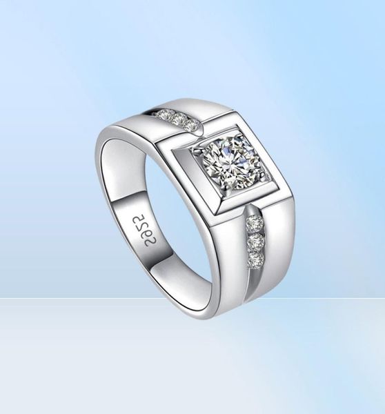 Echte 925 Sterling Silber Eheringe Männer Geschenk Schmuck 1 Karat Zirkonia Verlobungsringe Geschenk Ganzes R9717186542