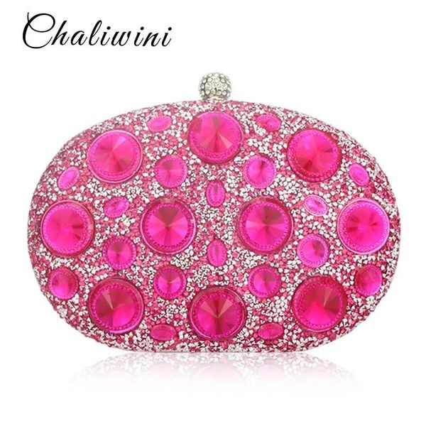 Borse Vendita calda Gigante blu chiaro Strass Borse da sera da donna Borsa in metallo Minaudiere Designer Wedding Party Crystal Clutch Handbag