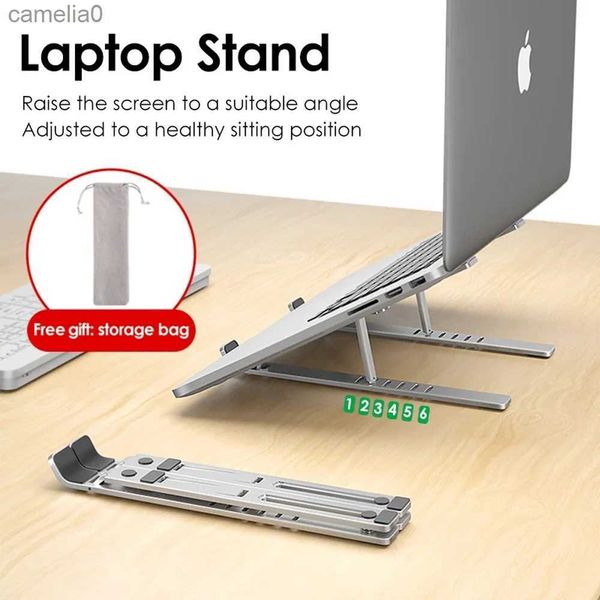 Tablet PC Stands Polícia de laptop de alumínio dobrável para tablet PC Notebook titular para MacBook Air Pro Notebook Stand Bracketl231225