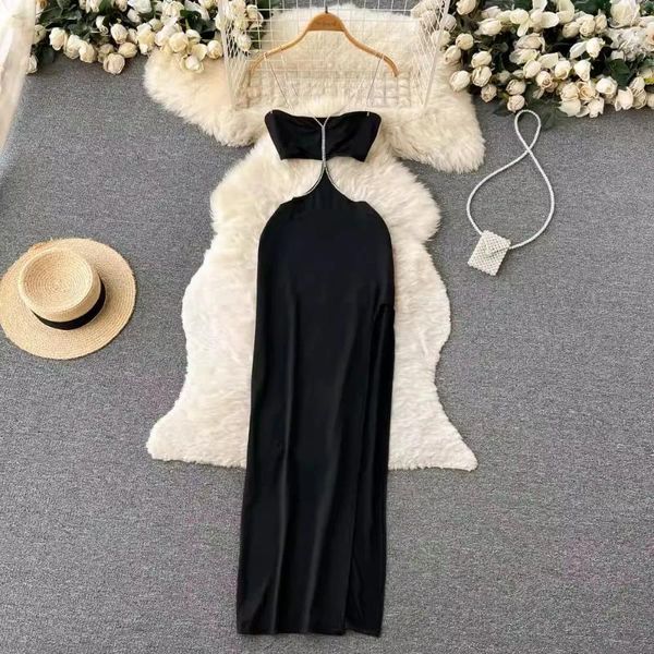 Повседневные платья сексуальное платье для ремня для женщин Maxi Hollow Out Black Long Evening Party Ball Hown Sequints Fashion Club Свадьба