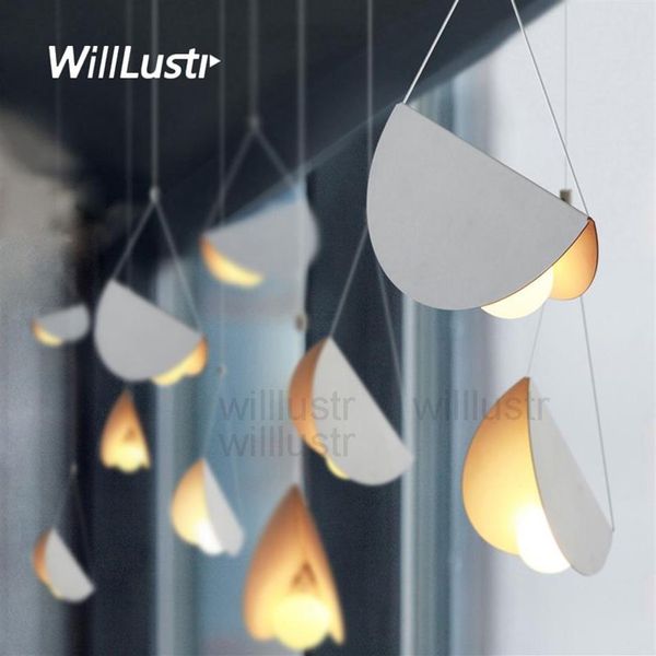 Moderne fliegende gefaltete Papierpendellampe Metall Origami Kunst Eisen LED Hanging Lighting Cafe Esszimmer Restaurant El Bar Suspens209U