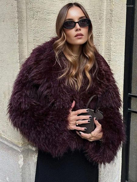 Damenjacken Model Street Luxury Solid Cropped Kunstpelzmantel Frauen Winter warm warm lose 2023 coole Mädchen flauschige kurze Jacke