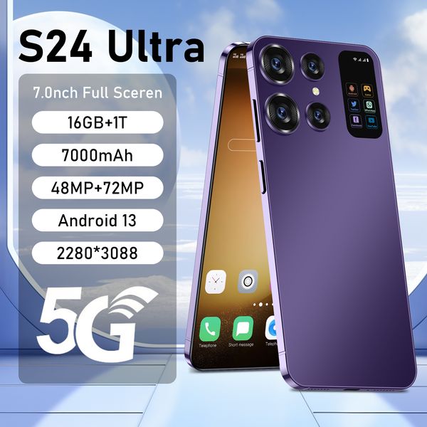 Yeni S23 Ultra Cep Telefonları 7.0 HD Ekran Akıllı Telefon Orijinal 5G 16+1TB Çift Sim Cep Telefonları Yüz Kilidini Açmış Android 13 Cep Telefonu