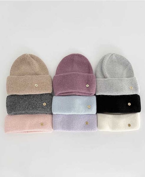 Valuto appariscente per capelli con coniglio Cappello a maglia da maglia da donna inverno inverno Big Thead Knitted Cappello 2023 Nuovo cappello freddo per la protezione all'orecchio caldo