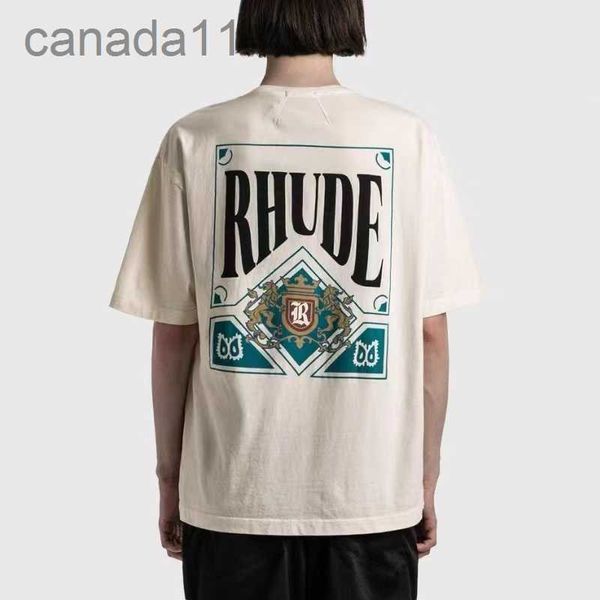 Дизайнерская модная одежда Футболки в стиле хип-хоп Rhude American High Street Trend Марка Лето Мужчины Женщины Пол Бесплатные игральные карты с принтом Свободная хлопковая футболка 9G4M