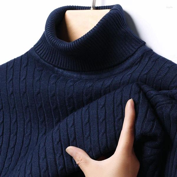 Erkek Sweaters Y2K Moda Otum Kış Sıcak Buzlu Yurböceği Kazak Sıradan Rollneck Örgü Külot Tutun Erkek Jumper Örgü Yün