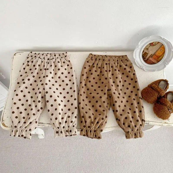 Calça 2023 Winter Baby Fleece calças casuais Dot crianças quentes e veludo garotas espessas meninas infantil LOLHO