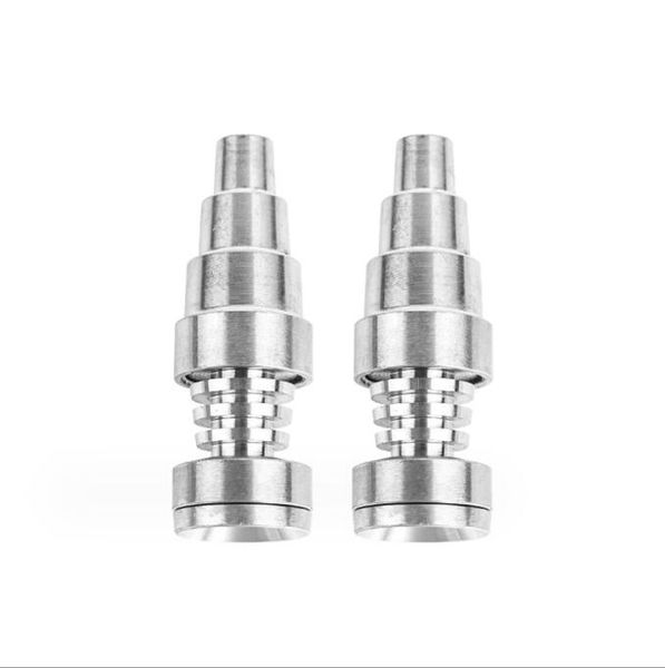 Neueste 6 -in 1 Domeless Edelstahl Nagel GR2 Nägel Raucherwerkzeugzubehör Verstellbarer Adapter für Titanium Glas Bong Wasserpfeife Shishs Oil Rigs