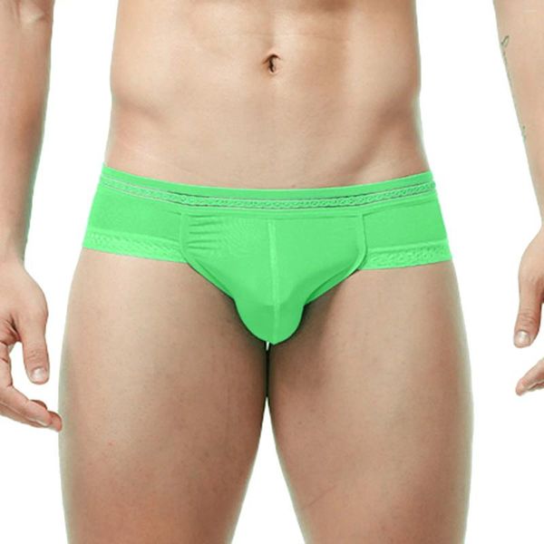 Underpants Men slips sexy in pizzo sexy traslucido ad alta forcella soild soild soild bassa vita u-convex Pantys alla moda bagliore nella biancheria intima scura