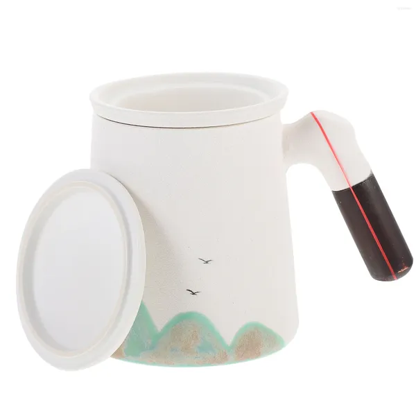 Наборы столовой посуды с деревянной ручкой, чайная чашка, кружка для воды с заварочным устройством, керамические кофейные винтажные декоративные керамические кружки для офиса