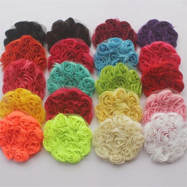 Accessori per capelli 10pcs/lotto 9 cm Fiore in chiffon squallido per cucitura da salto per la testa da bambino.