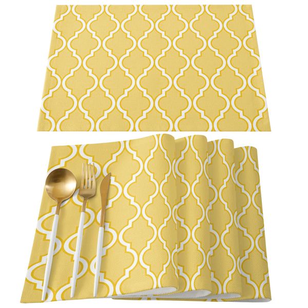 Amarelo estilo marroquino tapete de mesa geométrica festa de casamento jantar placemat acessórios de cozinha guardanapo 231225