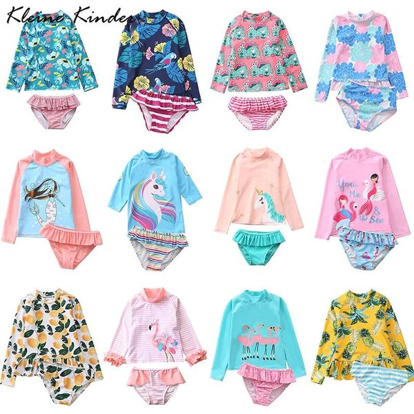 Set Baby Bademode und Surfwear Langarm Badeanzug Kleinkind Mädchen 2021 Einhorn Meerjungfrau Badeanzug Kinder Badeanzüge für Kinder