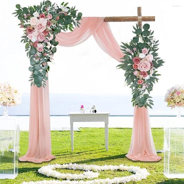 Flores decorativas empoeirar rosa rosa arco de flores de flores Arranjo para cerimônia country Recepção de guirlanda floral decoração de pano de fundo