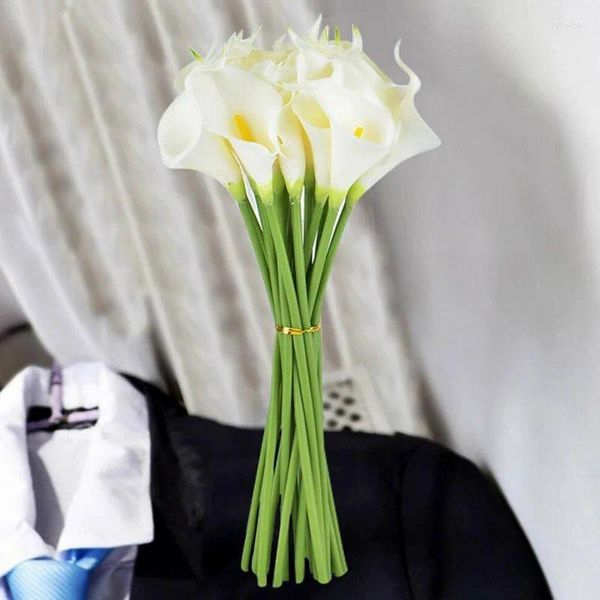 Dekorative Blumen 10pcs Künstliche Tischdekoration Blumen Vase Arrangement Real Touch Calla Lily Bouquet für Hochzeit