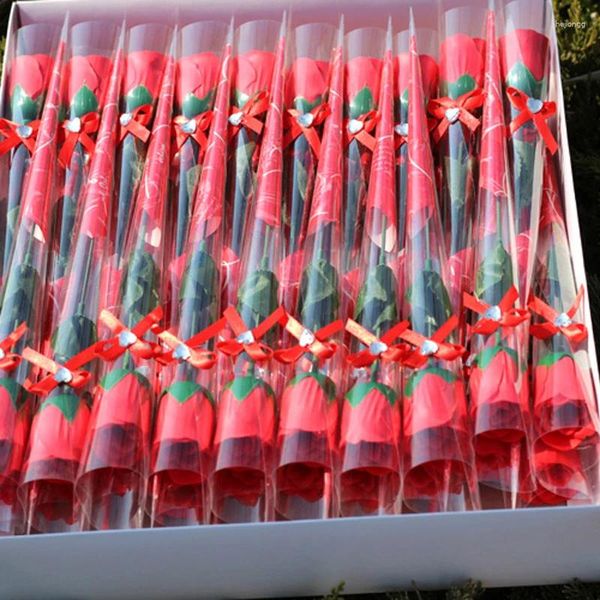 Dekorative Blumen 20pcs/Set Duftbad Seife Rosenblüte Blütenblätter mit Geschenkbox für Hochzeitsurlaub Valentinstag Mütter Lehrer des Lehrers