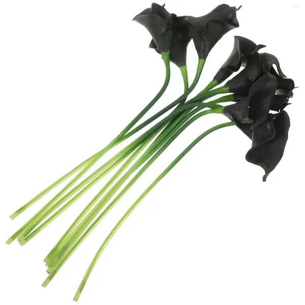 Dekorative Blumen 10 PCs Künstliche Bouquet Home Decors Mini Picks Plastik Kit Braut Schwarz schwarz