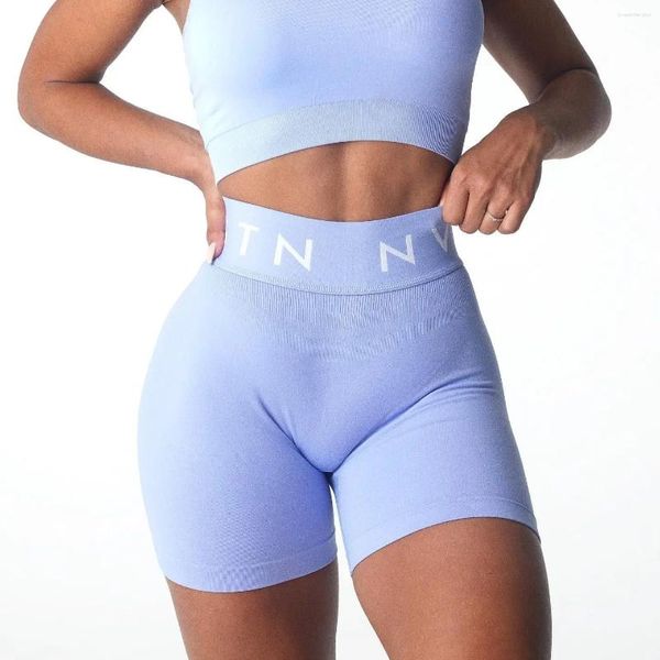 Damen-Shorts, Nvgtn Sport, nahtlos, für Damen, Workout, kurze Leggings, Trainings-Outfits, Übung, Fitnessstudio, Fitness, Yoga, Kleidung, Strickband, Logo