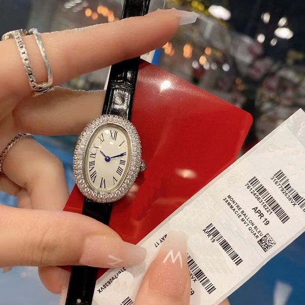 Grande qualidade mulheres designer relógios de pulso diamantes couro com caixa aaa senhora relógios de quartzo três cores no367