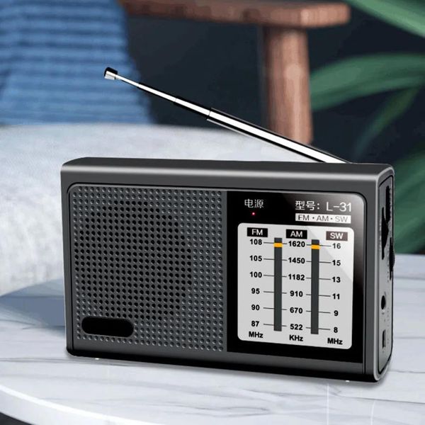 Connettori Radio a banda intera Ricevitore radio portatile Fm Am Sw Altoparlante retrò con antenna retrattile Jack per cuffie da 3,5 mm Ricaricabile