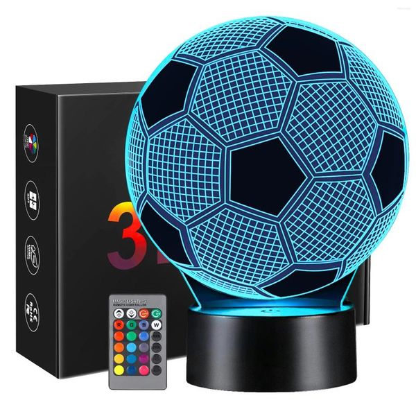 Night Lights Regali di calcio per ragazzi Girl Girl Linkex 3D Illusione Luce con 16 colori Cambia il compleanno del telecomando