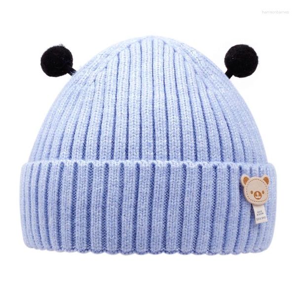 Boinas Beanie Baby Winter Hat Children Algodão listrado Caps de malha para crianças Soild Color Hats Fantas Captadores de Meninas Meninas Capas de acessórios