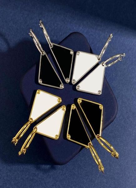 Дизайнерские треугольные серьги-гвоздики для женщин, золотые серьги, модные роскошные серебряные серьги, ювелирные изделия, женские мужские серьги-кольца P 2208151D83187185