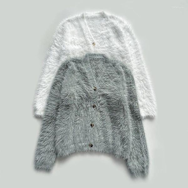 Женские трикотаж 2023 Осень и зимняя мягкая теплая альпака модная длинная вязаная кардигановая куртка