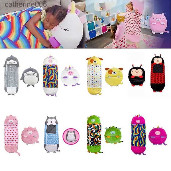 Schlafsäcke Kinder Schlafsack Kinder Cartoon Tierdecke Schlafsäcke Anti-Kick-Quilt Plüschpuppe Kissen Baby Schlaf Sack für Jungen Girlsl231226