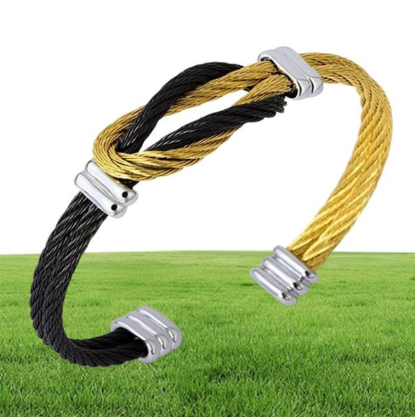 Braccialetti con filo intrecciato da uomo in acciaio al titanio Braccialetti Gioielli punk unisex Bracciale con nodo polsino nero Francia Bracciale all'ingrosso5434291