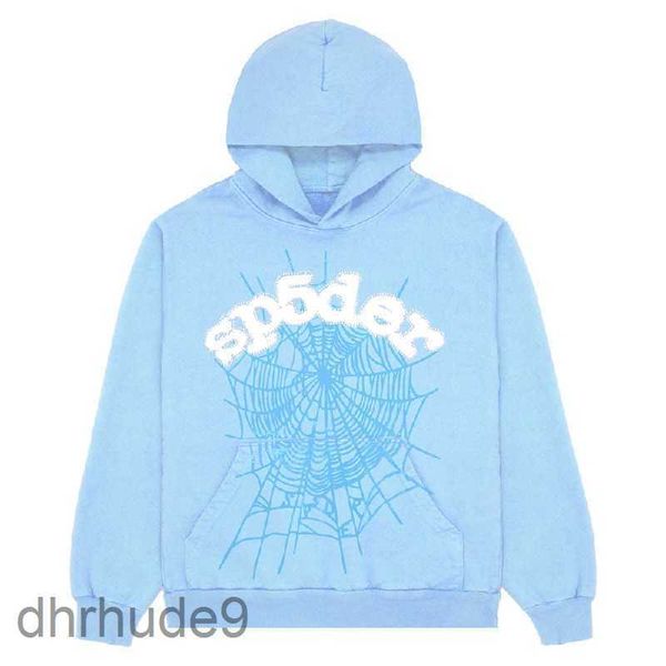 Felpa con cappuccio da uomo 2023 Nuovo Sky Blue SP5der Hoodie Men Women 1 Hip Hop Young Thug Spider World World 555555 Print Pullover Light MXBM