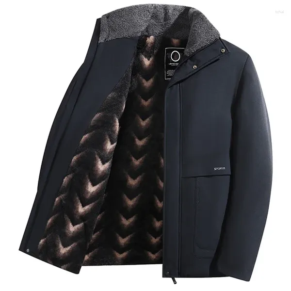 Herrenjacken Winter Windbreaker warm für Männer lässige dicke Fleece Gefütterte Schichten Mode Outwear Classic Jacket Marke Kleidung