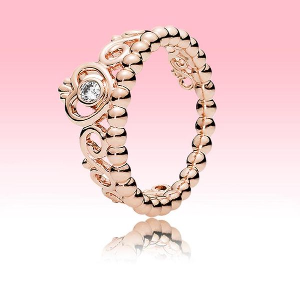 Высокое качество, покрытое розовым золотом, обручальное кольцо, милая тиара принцессы, кольцо с короной для P 925, серебро CZ с бриллиантами, подарочные кольца с оригинальной коробкой3185313