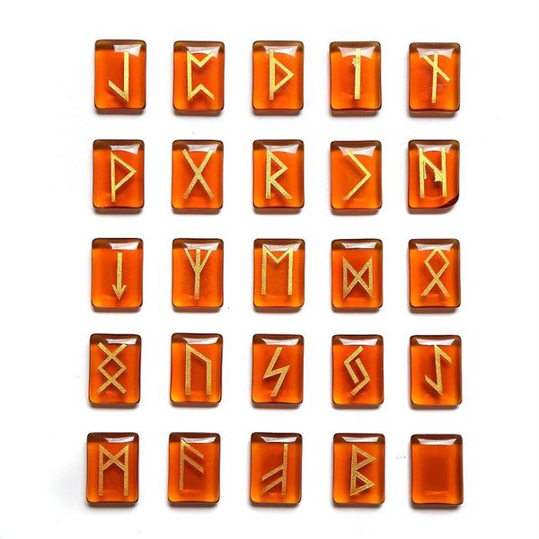 25 pcs lotto di cristallo pietra vichinga runes amulet set runi divinazione reiki guarigione divinazione calcola rotana perline308b