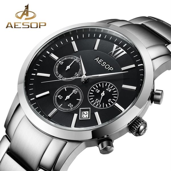 Aesop Watch Men Luxury Sport Sport Quartz Men's Wristwatch Relógio Masculino Homem Men Data Automóvel Sapphire Sapphire Sapphire Mascul272i