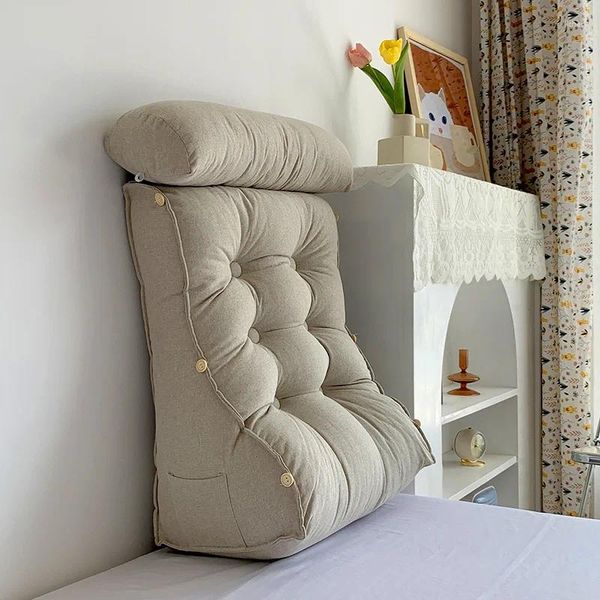 Travesseiro floorcushion cama de leitura cunha de espuma para sentar em camas apoio encosto dormitório quarto cabeceira linho