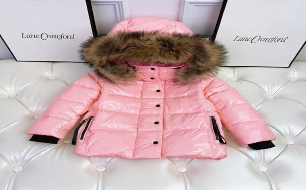 Высококачественное белое темное пуховое пальто для девочек с большим мехом, утепленная парка для милых девочек, теплая розовая снежная верхняя одежда для девочек, одежда1499219