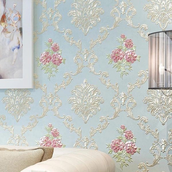 Wallpapers não-tecido tecido 3d estilo europeu quarto papel de parede auto-adesivo casa sala de estar tv fundo renovação adesivo de parede