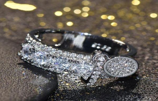 Bütün Sonsuzluk Yepyeni 2019 Lüks Takı 925 Sterling Gümüş Beyaz Clear Topaz CZ Diamond Key Ring Kadınlar Düğün Vintage 4917636