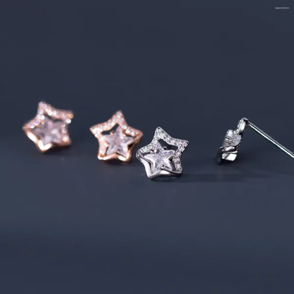 Ohrstecker aus 925er-Sterlingsilber, Zirkon-Stern, für Damen und Mädchen, schlicht, modisch, aushöhlen, Design, Schmuck, Party, Geschenk, Tropfen