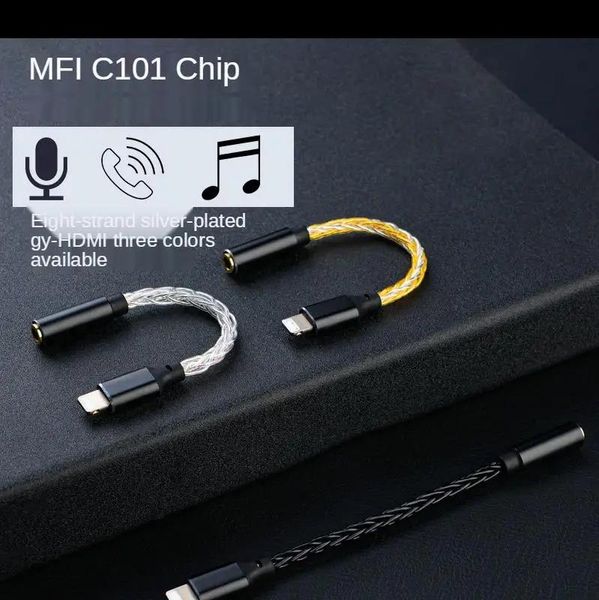 Anschlüsse Mfi Lighing auf 3,5 mm Buchse Kopfhörer-Adapter für iOS iPhone 12 11 Pro 8 7 Aux 3,5 Mini Jack Dac Hifi Ohrhörer Kabel