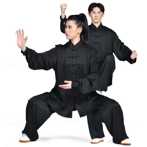 Qualidade superior unissex algodão e seda mangas compridas tai chi uniforme terno artes marciais wing chun roupas 231226