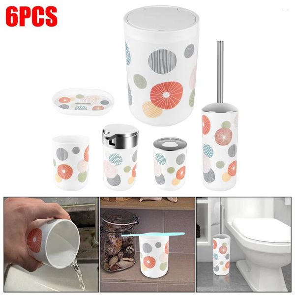 Banyo Aksesuar Seti 4pcs/6pcs Tutucu Kupa Çöpü ile Toliet Fırça Can Losyon Dispenser Sabun Bulma Diş Fırçası Banyo Aksesuarları