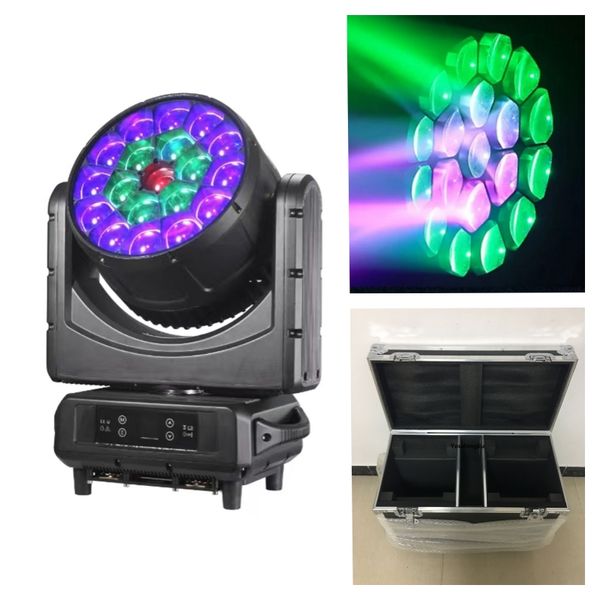 2 Stück mit Gehäuse für den Außenbereich, wasserdicht, Lyre-Wash-LED-Pixel-Blumeneffekt, 19 x 40 W, Bienenauge, RGBW, 4-in-1-Wash-Zoom-LED-Moving-Head-Beam-Licht